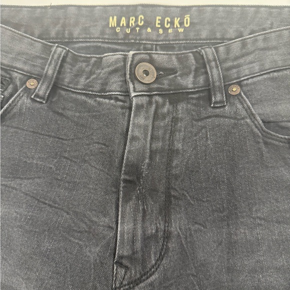 Men's Black Distressed Marc Ecko Jeans Cut & Sew - Picture 3 of 9